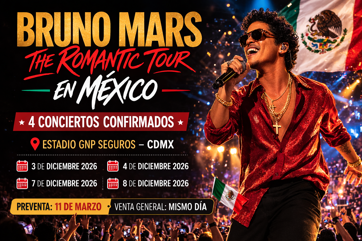 Bruno Mars anuncia conciertos en México con “The Romantic Tour”