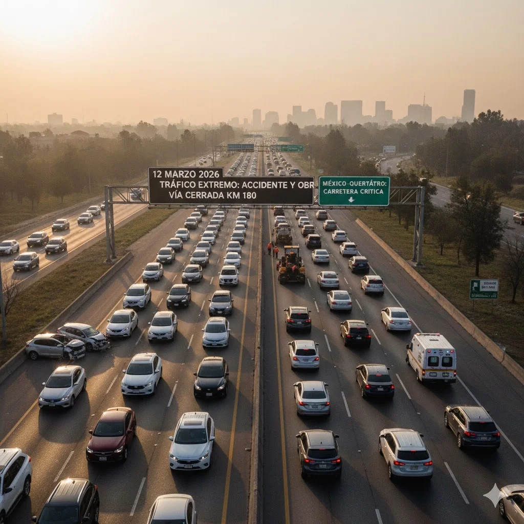 Reportan incidentes y tráfico en la autopista México-Querétaro hoy 12 de marzo